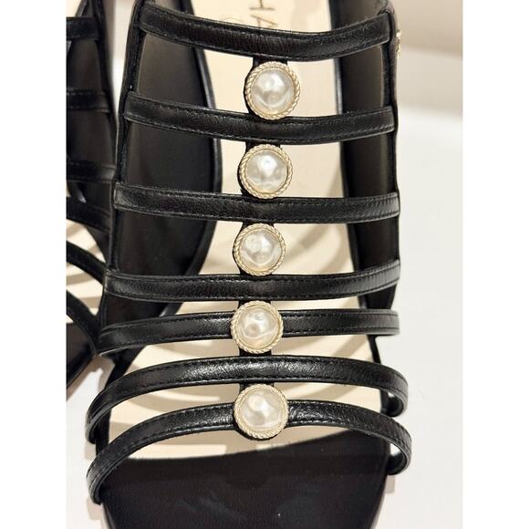 NWOT Chanel Leather Embellished Pearl Slingback Sandals Black Women's Size EU 41 - Picture 9 of 9